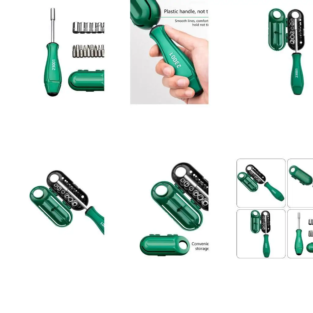 

652F Multipurpose Screwdriver Set, 17Pieces Portable Multiple Head Screwdriver Set, Slotted 5/6/7/8/9/10mm