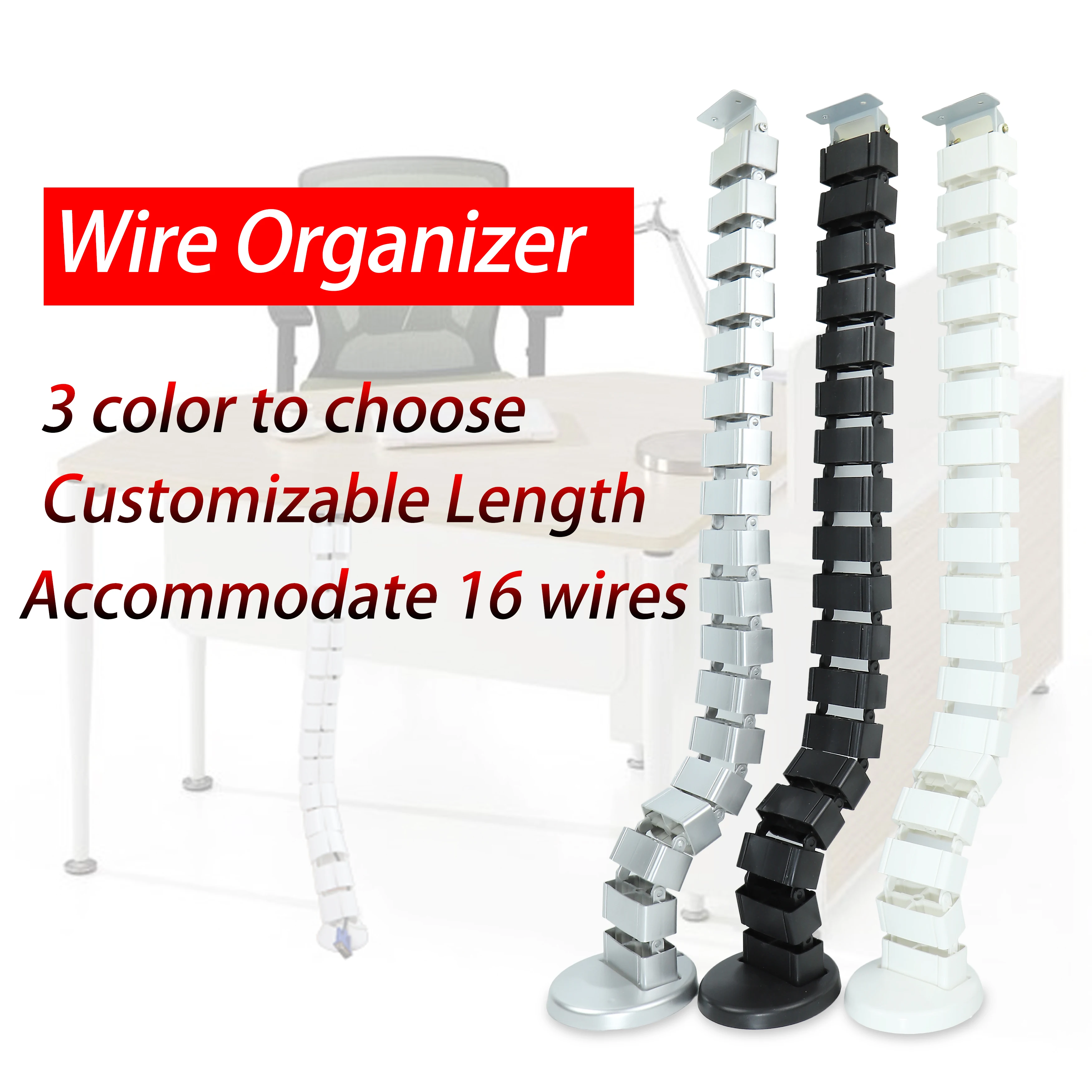 Imagem -02 - Flexível Cabo Organizer Armazenamento Mesa de Escritório Serpentine Threading Tube tv Wire Cord Protector Gestão Acessórios Arrumados 1200 mm