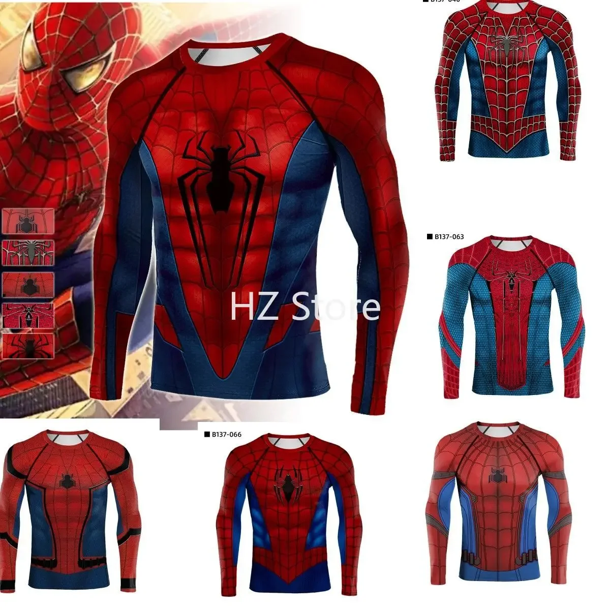 Marvel Spider-Man No Way Home Halloween Cos Suit Sports Fitness Suit T-shirt Quick Dry Round Neck Long Sleeve Tight Top Gift