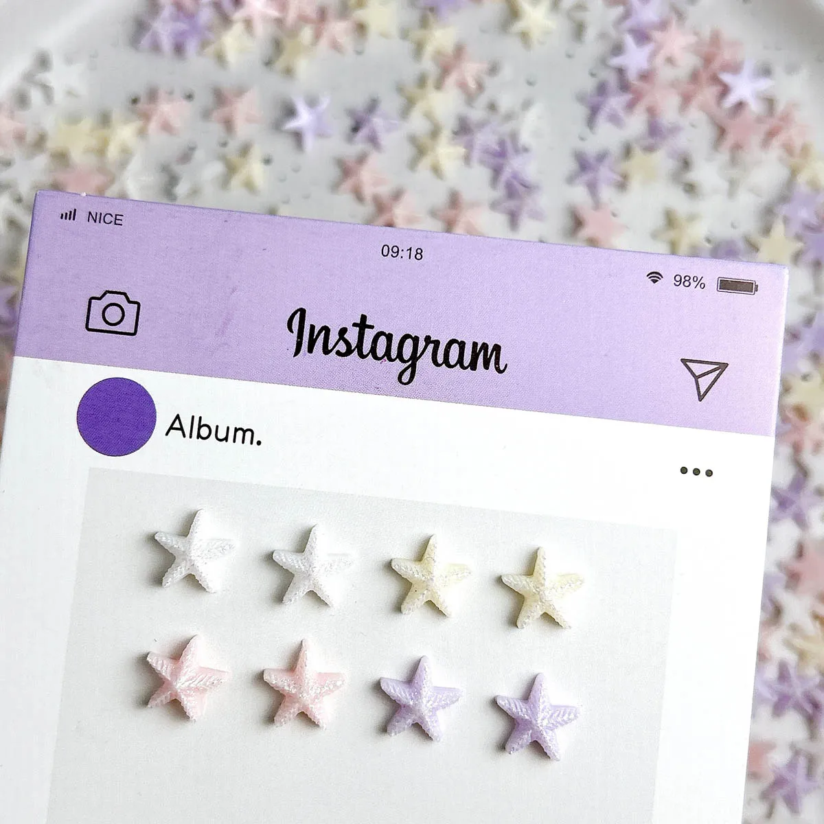 60PCS Dreamy Luminous Sweet Starfish Nail Charms 3D Solid Color Fine Glitter Star Resin Nail Art Decorations for DIY Nails Parts