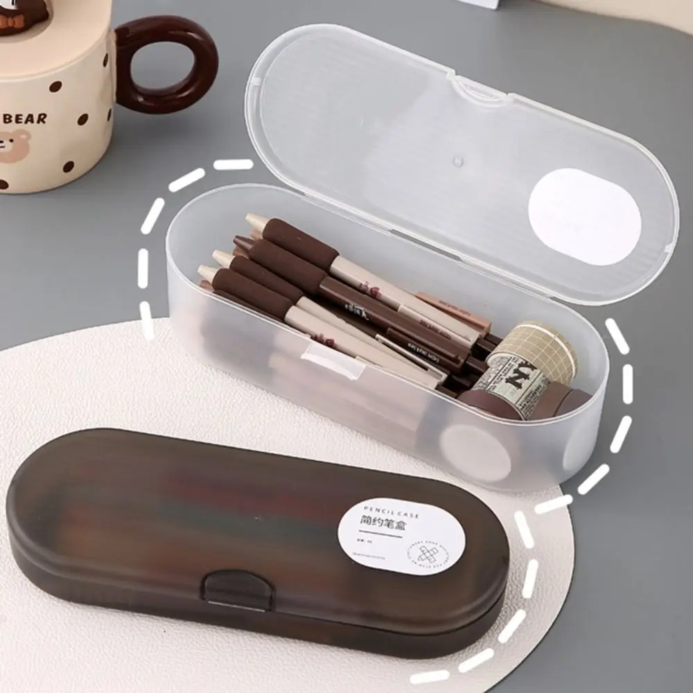 Simple Plastic Storage Box Transparent Stackable Pen Box Large-capacity Stationery Storage Box Back To School