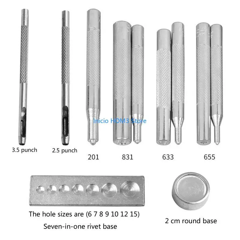A5YD 11x DIY Buttons Set Heavy Duty Leather Tool for Install Rivet Button