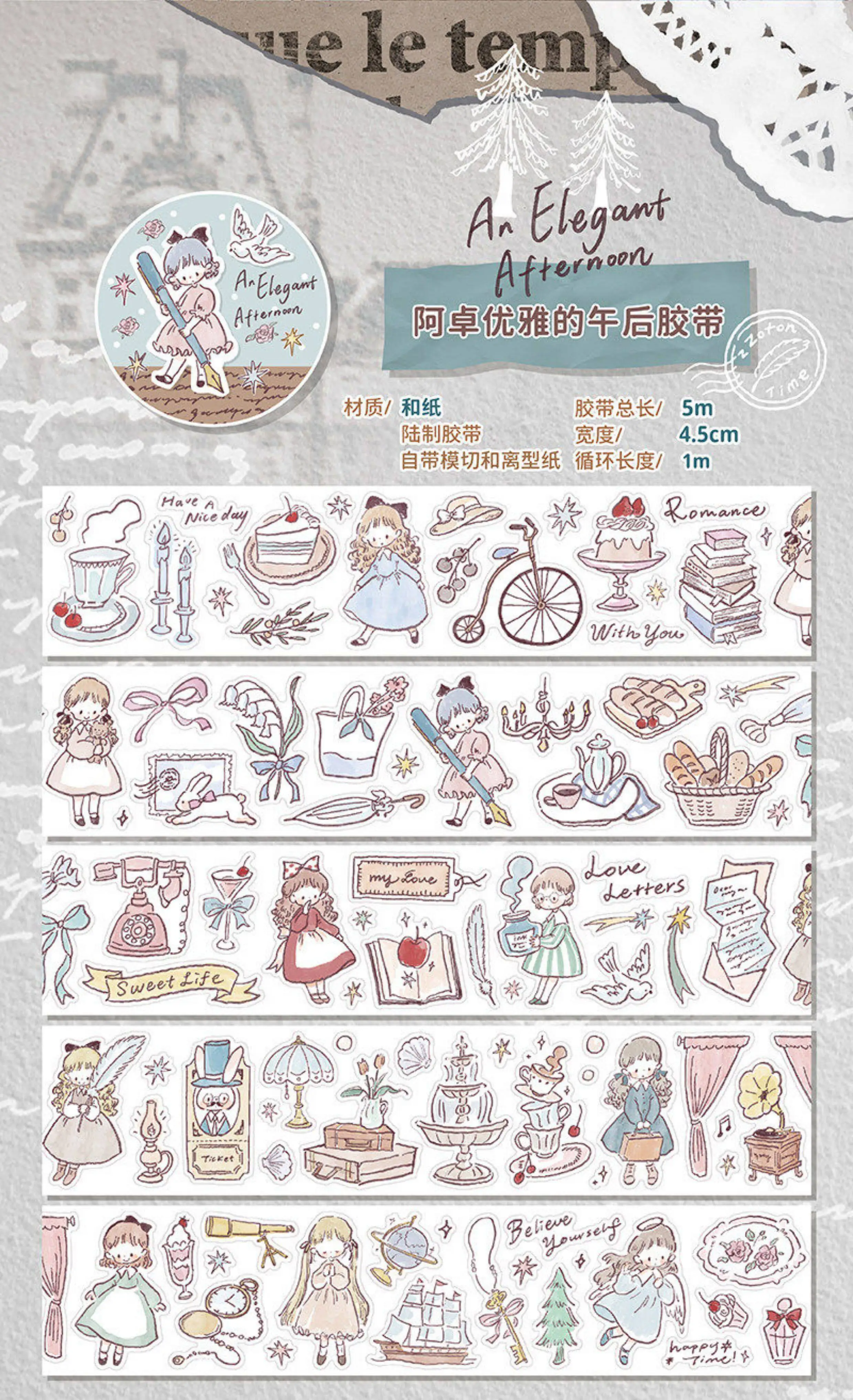 Zzoton Een elegante middag met uitgesneden washi-tapes, knutselbenodigdheden, doe-het-zelf scrapbooking, kaarten maken, decoratieve planstickers