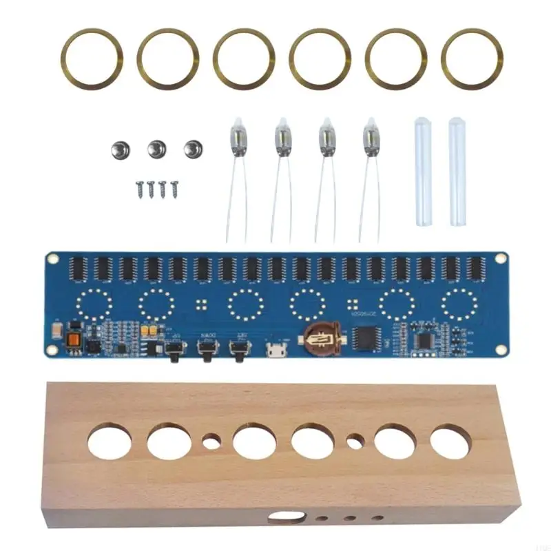 

2025 Новый DIY Electronic Tube Clock с буковой оболочкой и минимальной ошибкой дисплея во времени