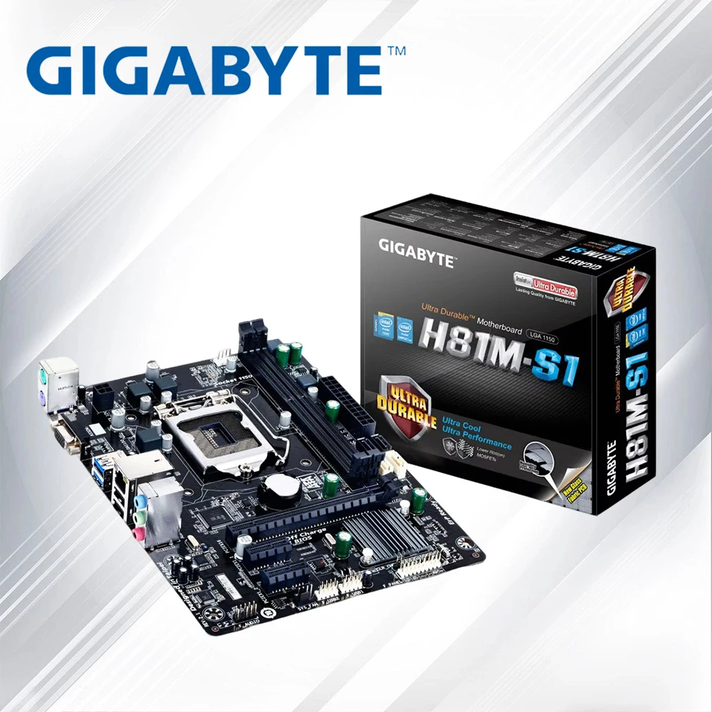 

НОВАЯ материнская плата для настольных ПК GIGABYTE GA-H81M-S1 H81 LGA 1150 i3 i5 i7 DDR3 16G