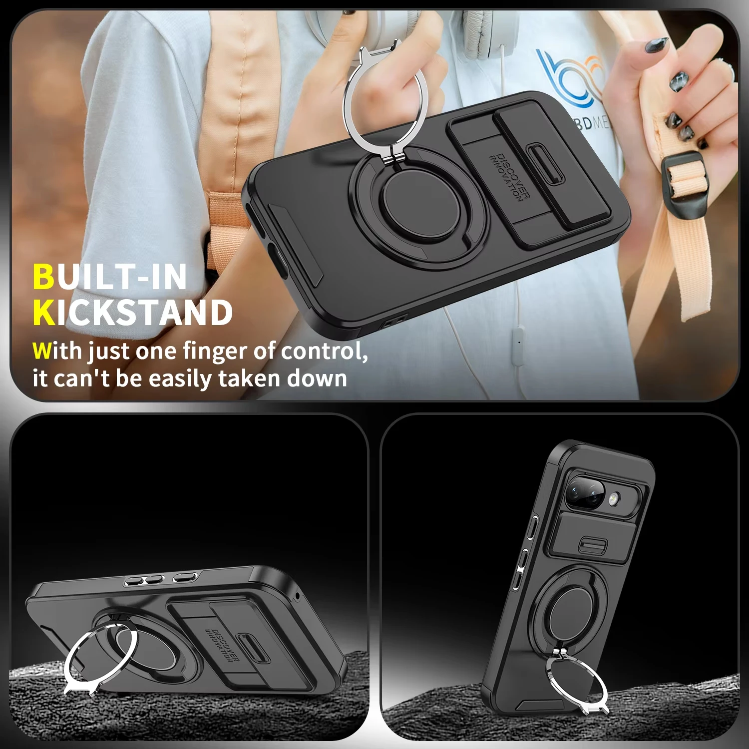 360° Rotating Magnetic Bracket Case For Google Pixel 9 Pro XL 8 7 Pro 8A 9A 10 Pro XL Slide Camera Protection Shockproof Cover - view 5