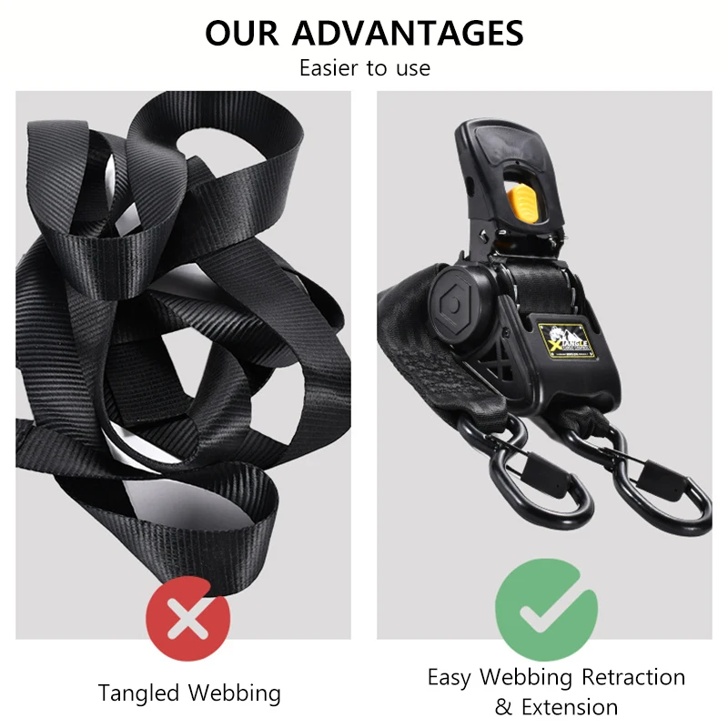 Heavy Duty Automatic Retractable Ratchet Strap 3.3m Quick Release Tie Down Belt 680kg Buckle S-Hook for Motorcycle Cargo Trailer