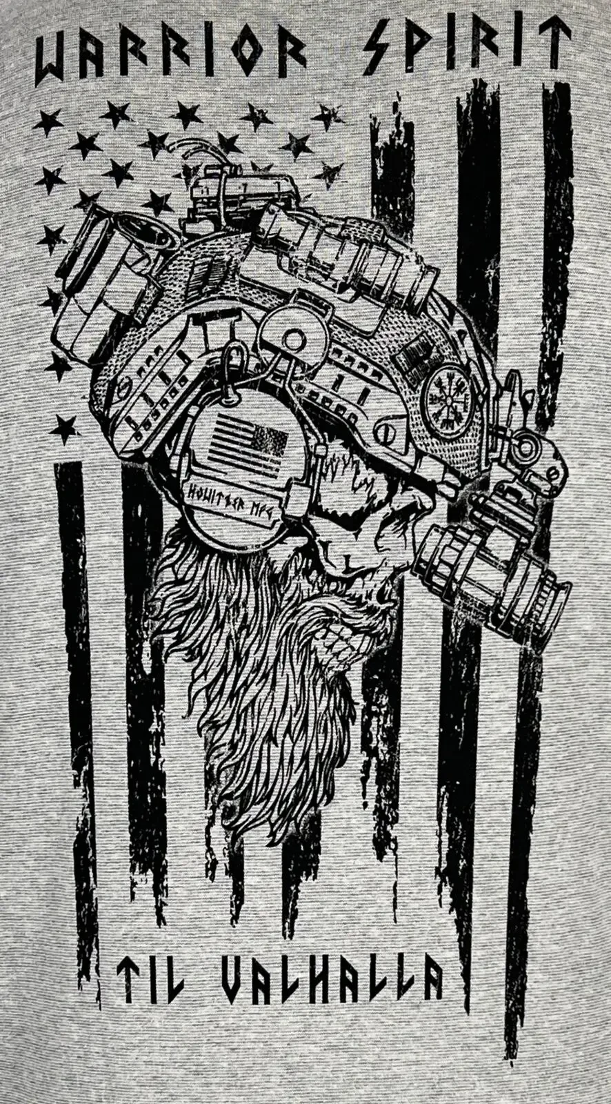 Til Valhalla. America Warrior Spirit Vi king Tactical Skull Military T-Shirt 100% Cotton O-Neck Short Sleeve Casual Mens T-shirt