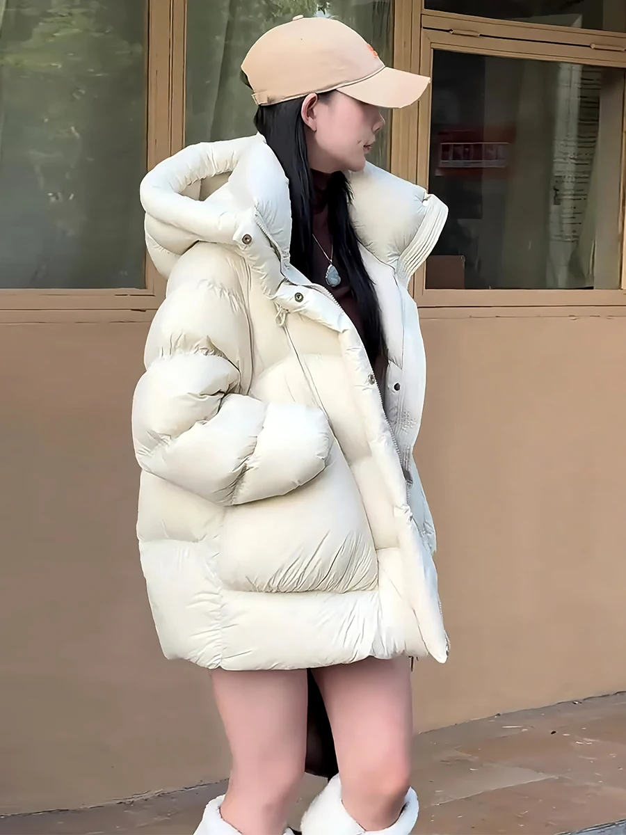 Abrigo de invierno Jaet acolchado de plumón blanco con capucha para mujer, cálido, Sli, dulce, longitud Regular, sin marca