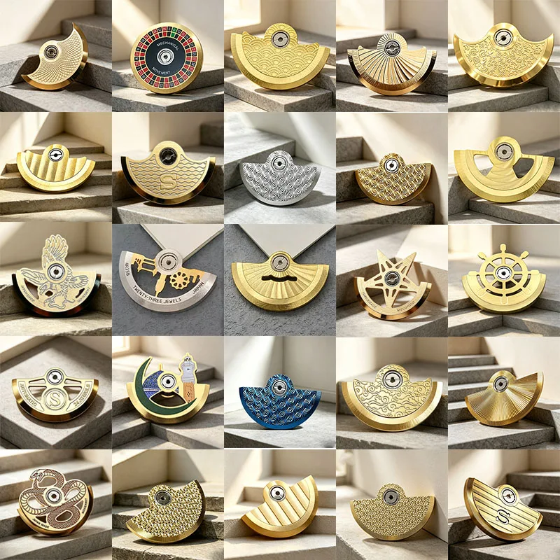 Automatic Rotor Oscillating Weight, Multiple Gold Styles Available, Replacement Mod Parts for NH35/NH36 Mechanical Movements