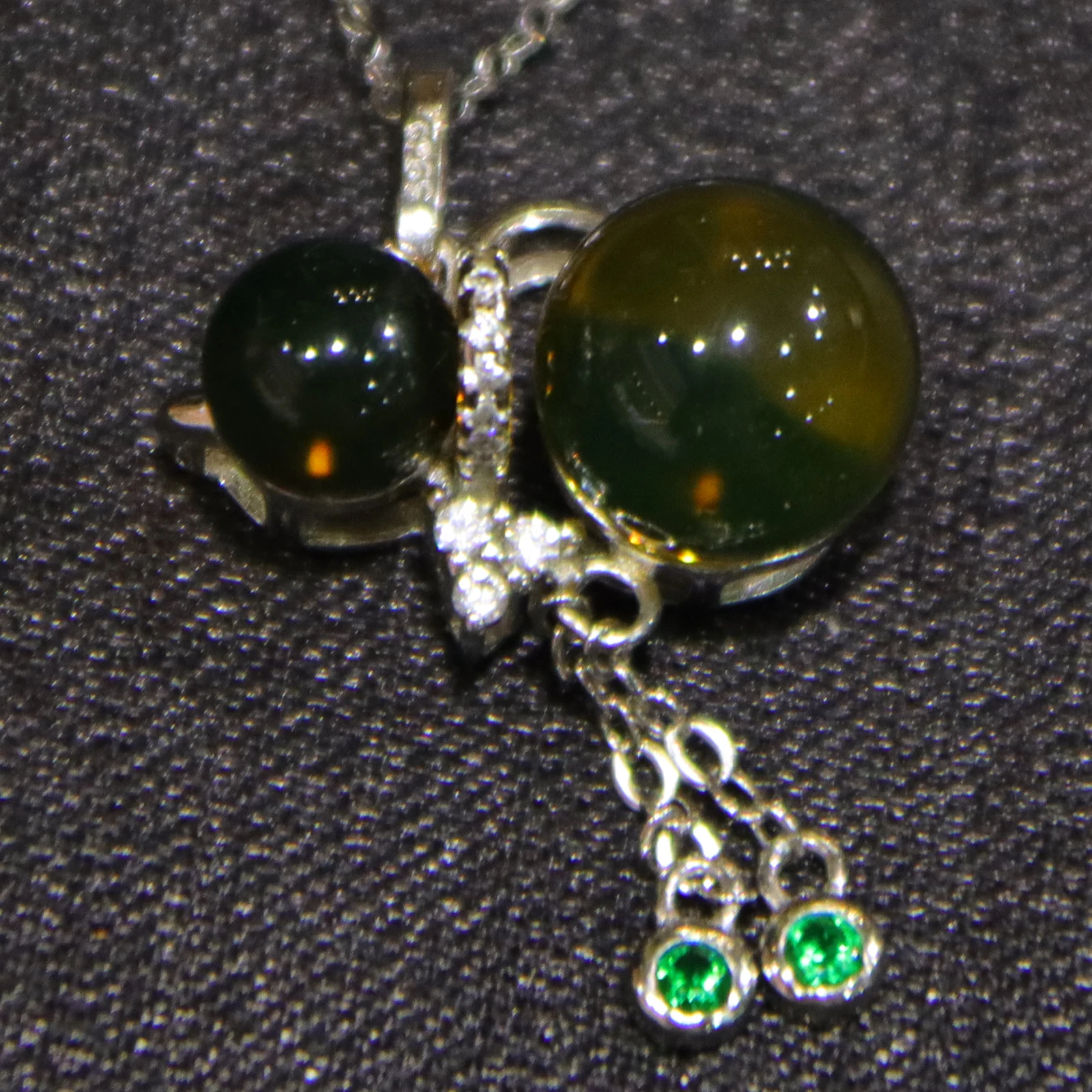 atural Mexican Blue Amber Gourd Pendant Pure Silver Inlaid 6mm 9mm Round Beads