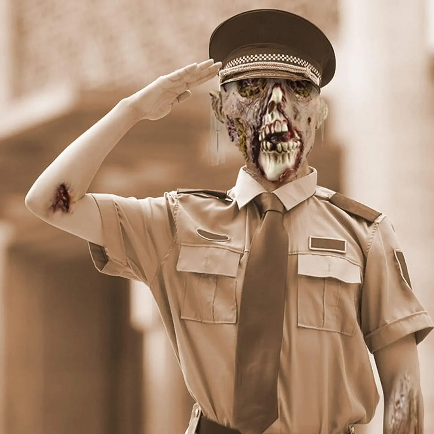 MAKEATREE Scary Walking Dead Zombie Head Mask Latex Creepy Halloween Costume Horror Adult Halloween Decoration Props 4