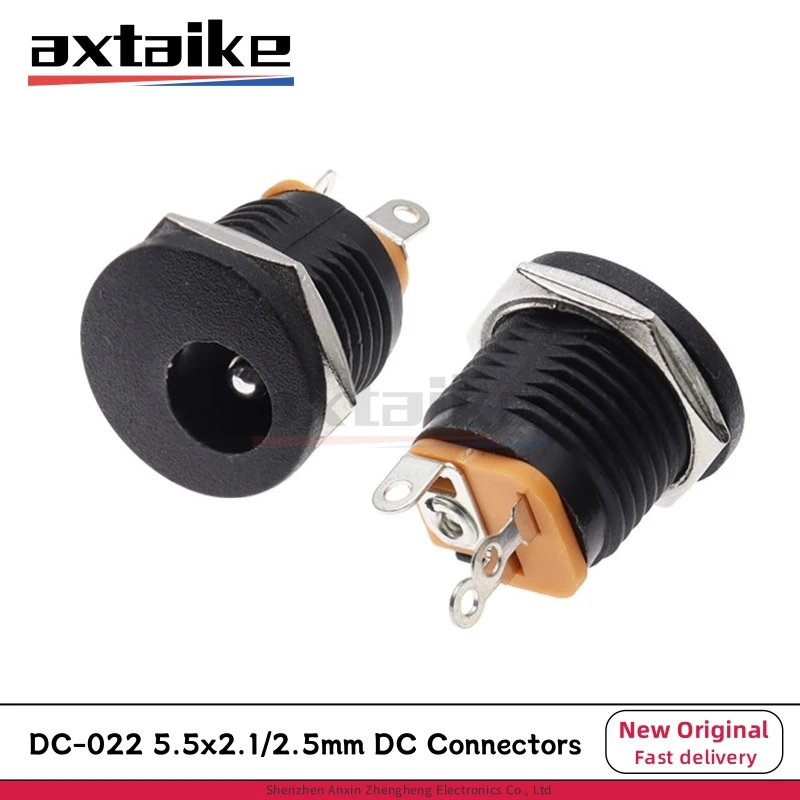 

10PCS 5.5×2.1 5.5×2.5 DC-022 DC Connectors Plug Male Female Jack Socket Nut Panel Mount Power Adapter 5.5*2.1mm 5.5*2.5mm DC022