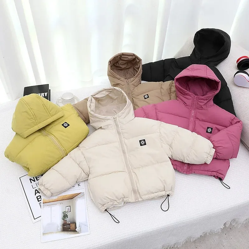 

Kids Down Cotton Jackets Autumn Winter Thick Padded Outerwear Fleece Warm Hooded Coats Parka Children Clothing 2-10 Years
