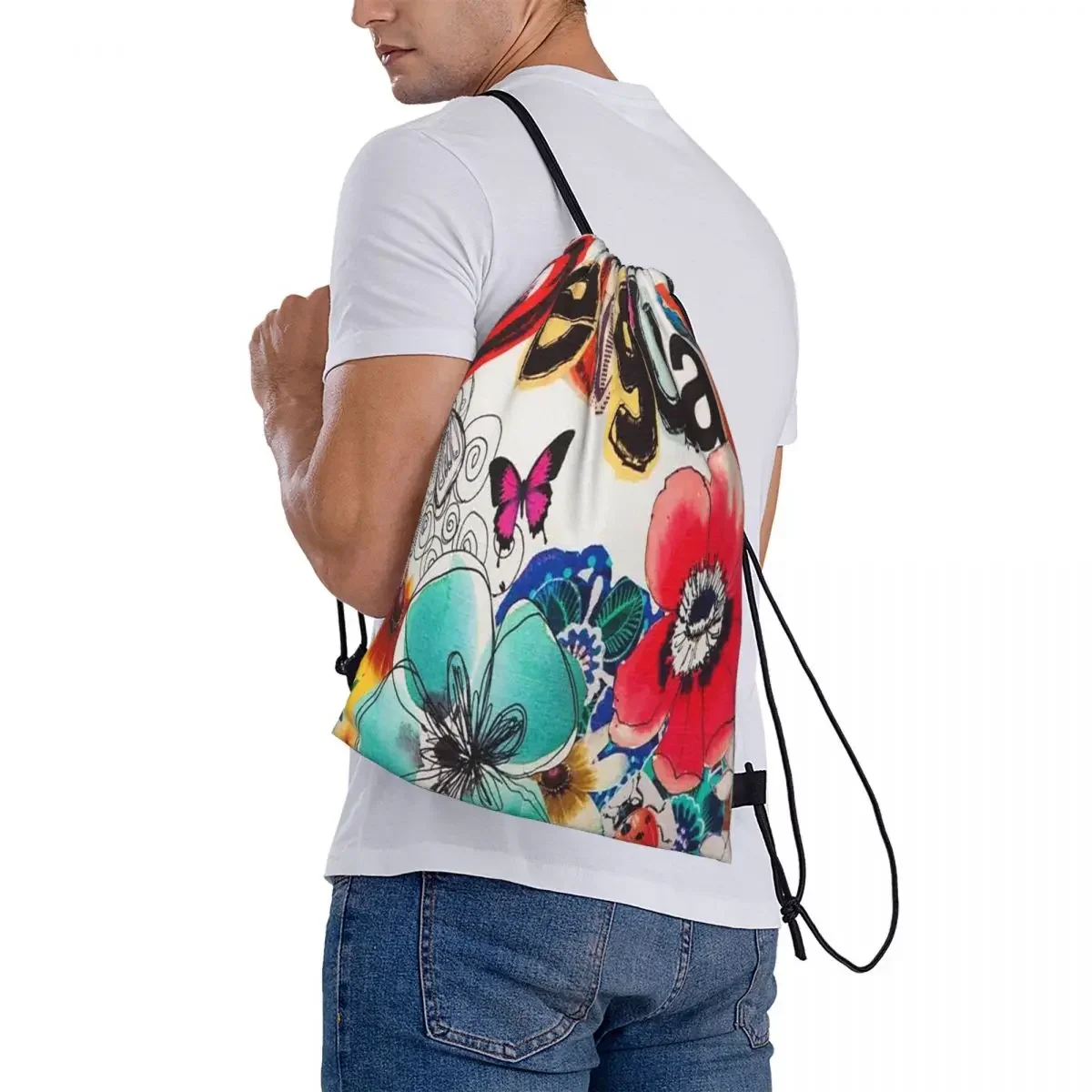 Sacos de cordão portáteis personalizados, bolso do pacote, bolsa esportiva, bookbag para estudantes de viagens, moda, designer