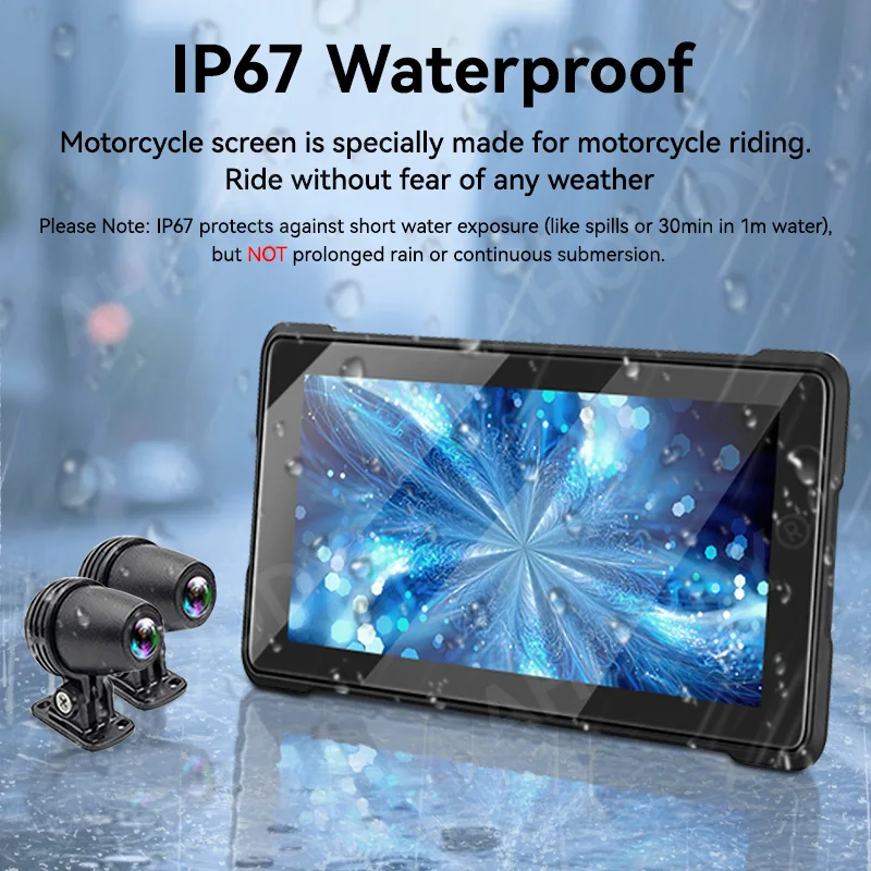 Ahoudy motocicleta carplay 6.86 Polegada tela gps portátil ip67 sem fio carplay android navegação automática da motocicleta à prova dwaterproof água