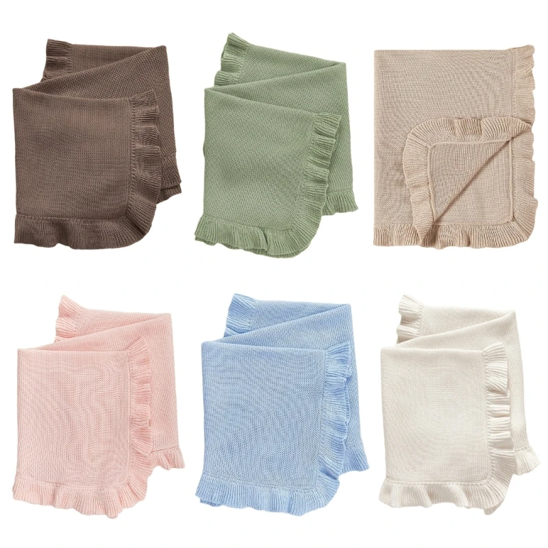 

Cotton Knitted Baby Blankets Newborn Swaddle Wrap Ruffle Blankets Toddler Infant Bedding Quilt New Born Basket Stroller Swaddle
