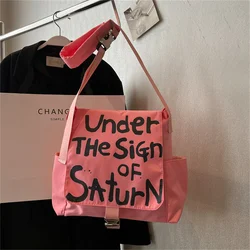 Kpop Kang Seul Gi Same Style Shoulder Bag Personalized Graffiti Letter Large Capacity Mailman Bag Crossbody Bag Street Back Big