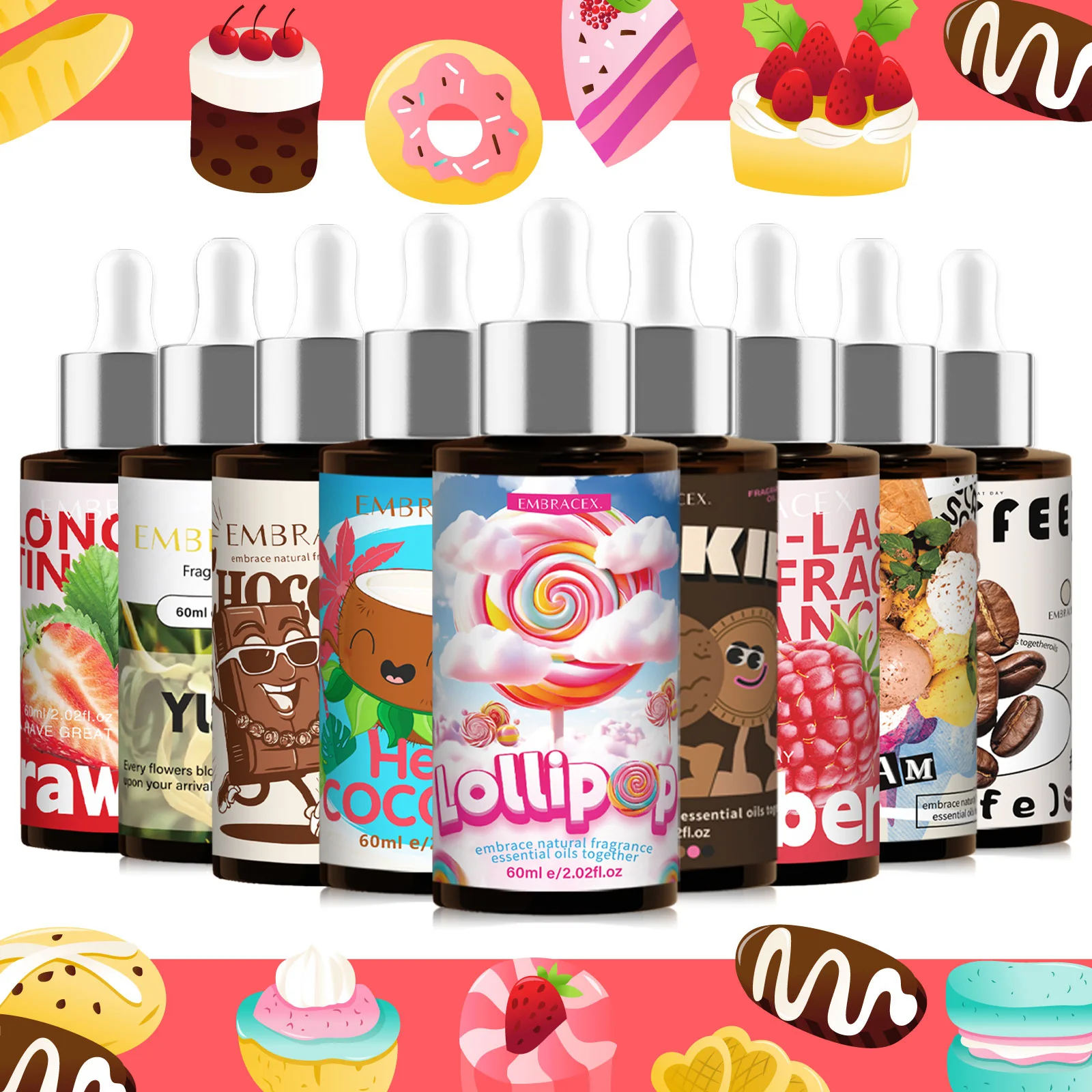 11 Style 60ml Fragrance Oils Car Fragrance Send A Dropper Gingerbread Man For Diffusers、Candles Making、Car Aroma Oils