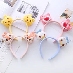 Çift başlı peluş Disney Chip 'n' Dale kulaklar Hairband kadınlar sevimli Donald Winnie The Pooh kafa kız yumuşak saç aksesuarları çocuk