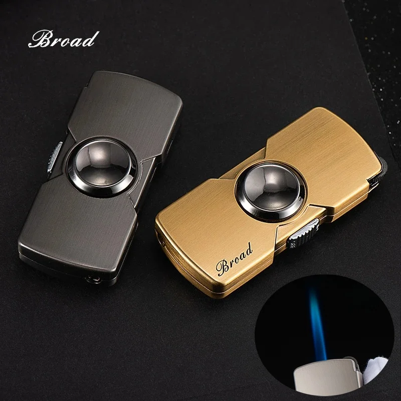 Metal Ultra-thin Fingertip Gyro Inflatable Lighter Windproof Grinding Wheel Jet Flame Portable Lighter for Men's Small Tool