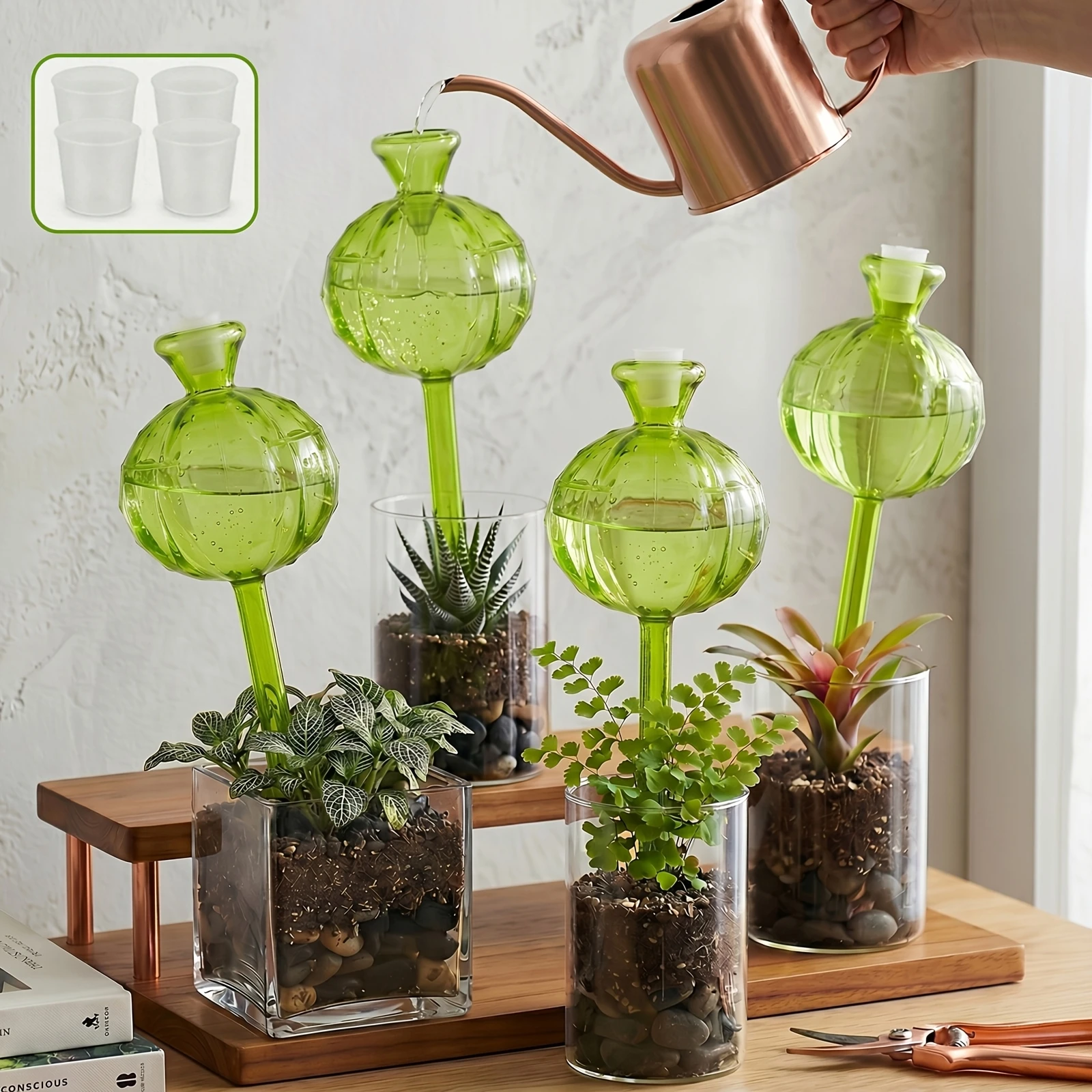 Automatic Plant Watering Device Transparent Glass Watering Globe Self-Watering Glass Plant Watering Can for Indoor Potted Plants