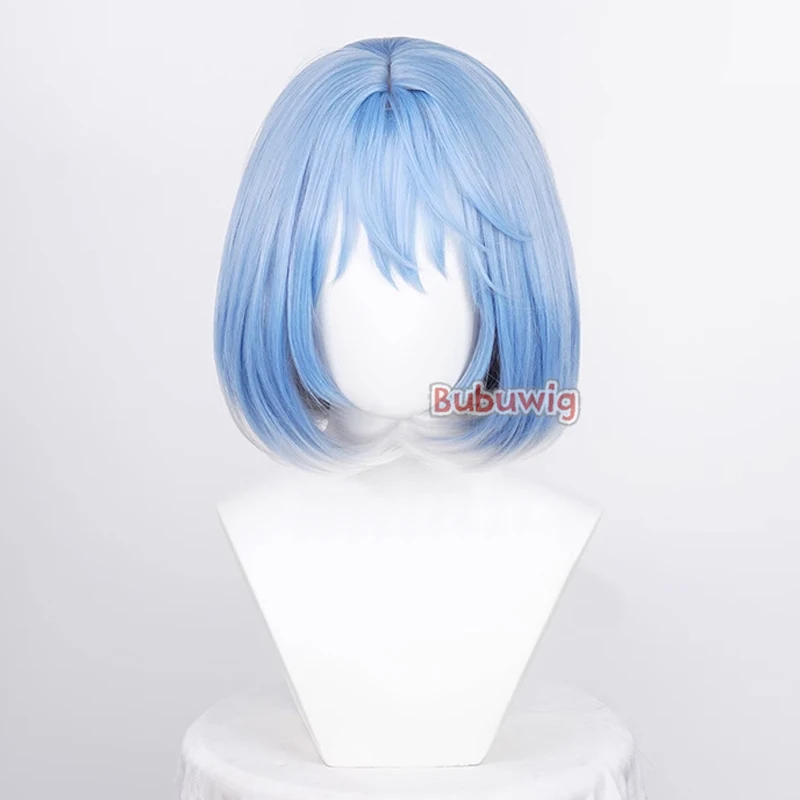 Bubuwig الشعر الاصطناعية Irelia تأثيري الباروكات لعبة LOL الخزف Irelia 35 سنتيمتر قصيرة مستقيم الأزرق مختلط رمادي بوبو شعر مستعار مقاومة للحرارة