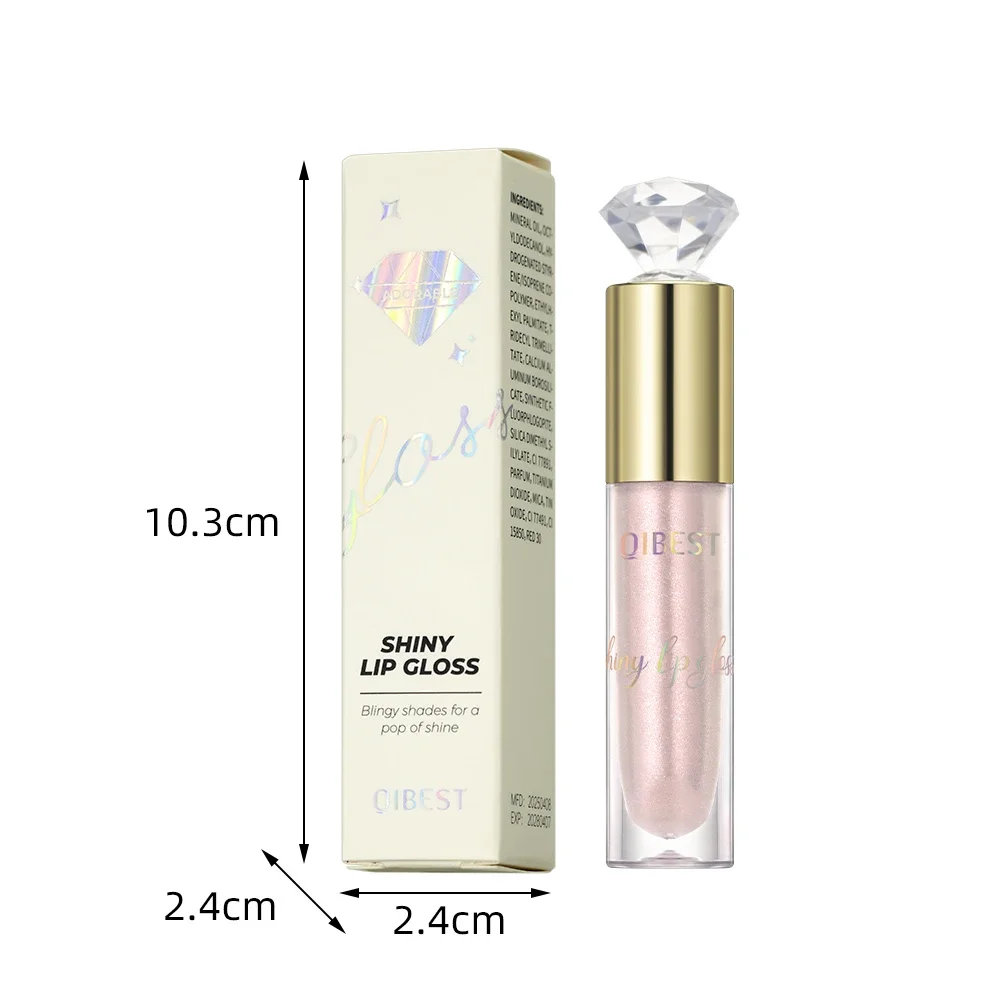 QIBEST 5 Colors Glitter Lip Gloss Long Lasting Diamond Pearlescent Metallic Liquid Lipstick Moisturizing Lip Glaze Cosmetics