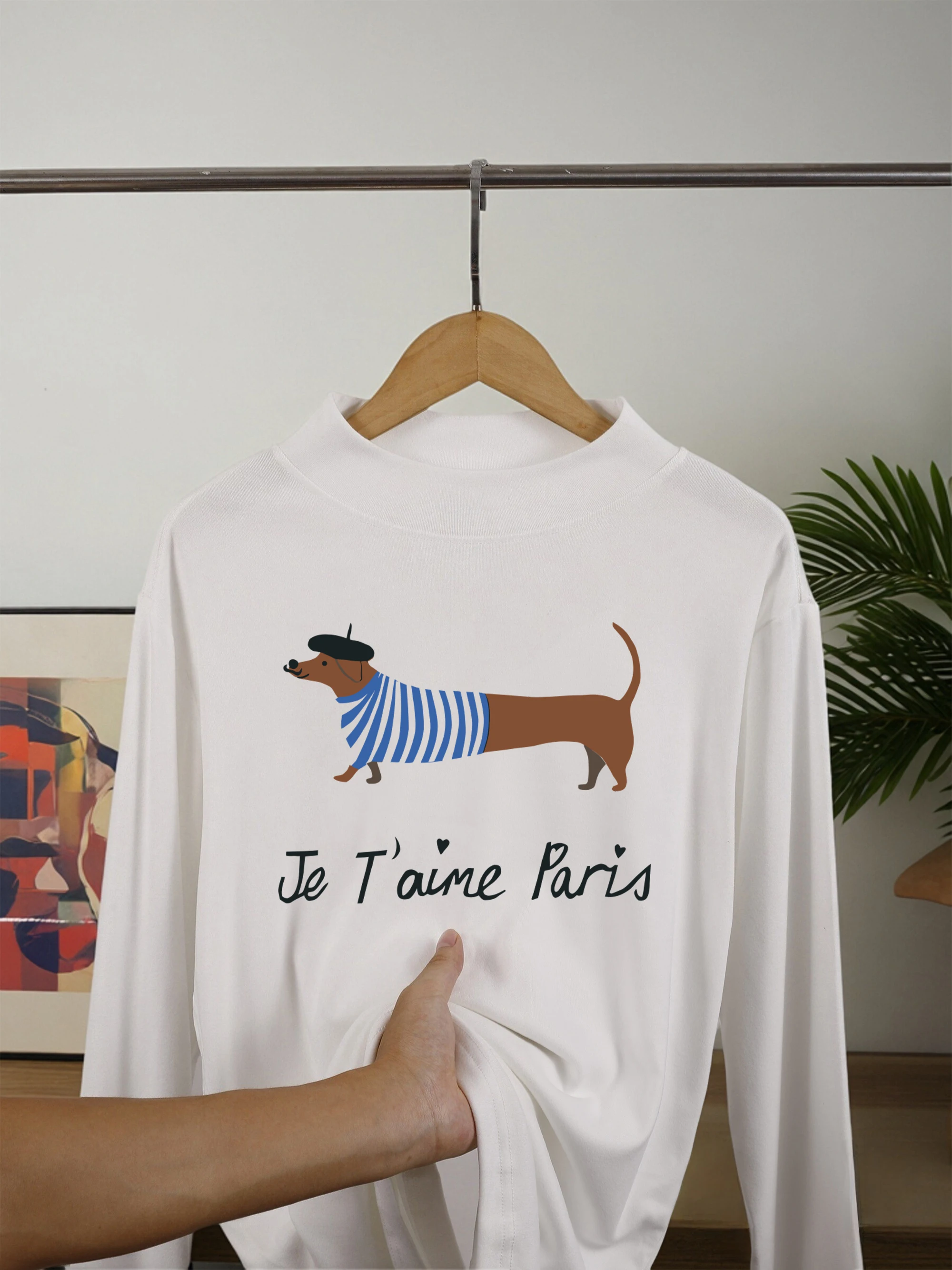 

This Is A Fashionable Dog Pattern Fashion Velvet Fleece Pullover Women Autumn Warm Long Sleeve Casual T-Shirts Soft Comfy Tops