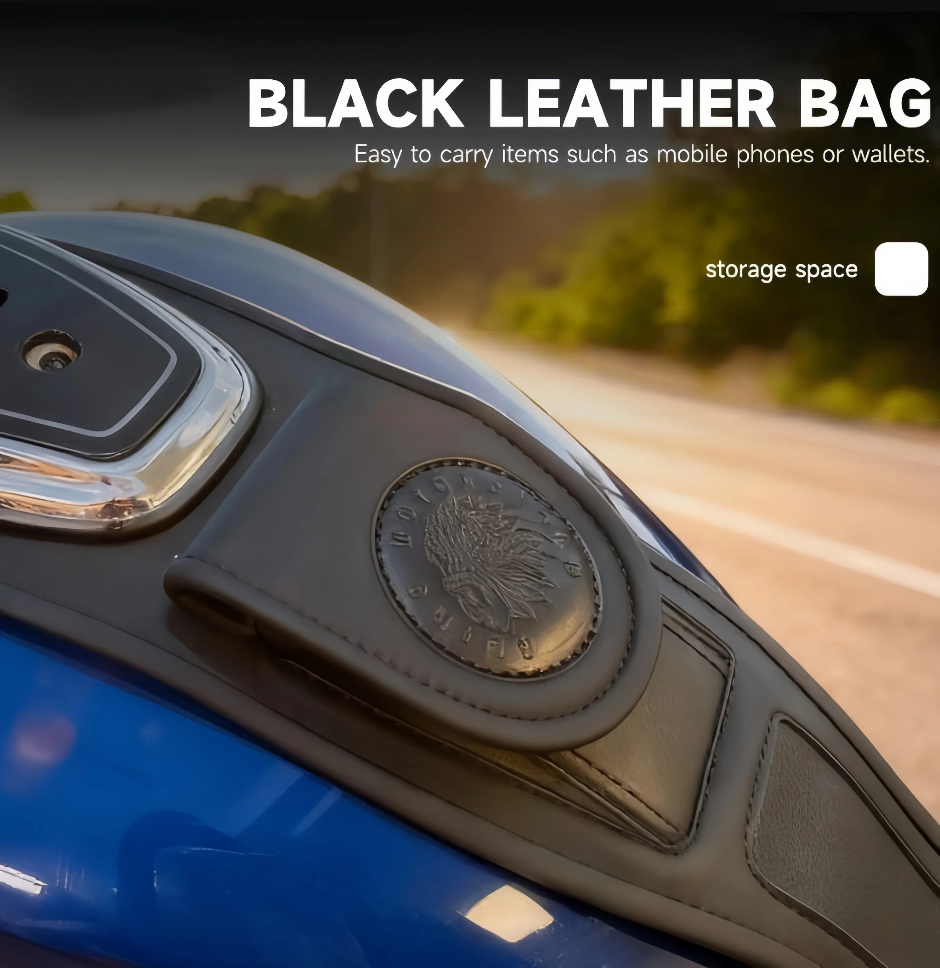 New Black Leather Fuel Gas Tank Bag For Indian Pursuit Elite 2023-2025 Challenge