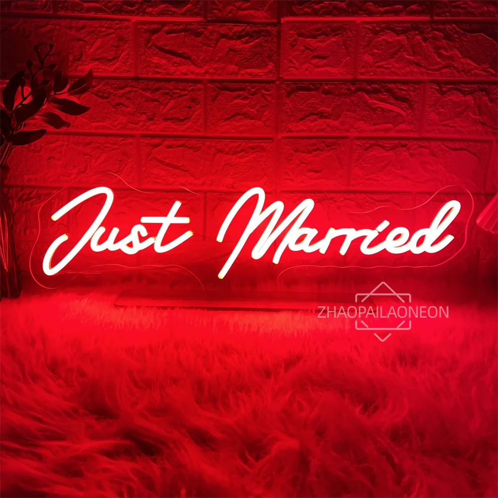 

Just Married Neon LED Sign Wedding Wall Hanging Desk Light Decor Neon Sign Wedding Bedroom Room Art Decoration Neon Lights USB