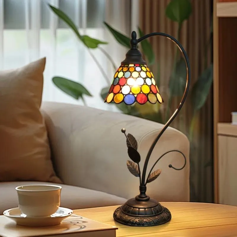 Stained glass desk lamp Bohemian style bedroom small bedside lamp home improvement creative gift scene props