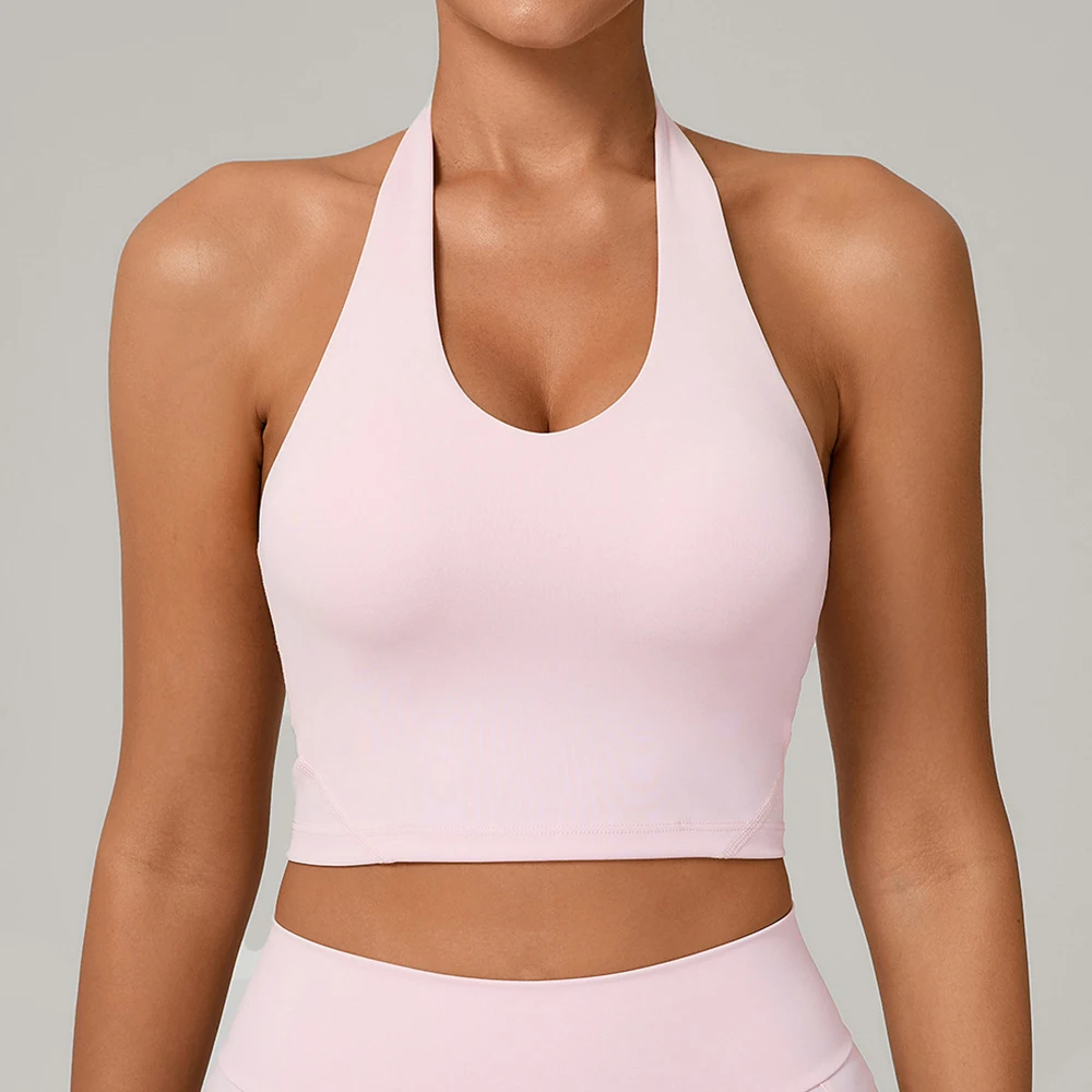 

Yoga Tank Top Women Hanging Neck Yoga Top Breathable Shockproof Sports Vest Fitness Sport Bra Gym Crop Top Running Sportswear