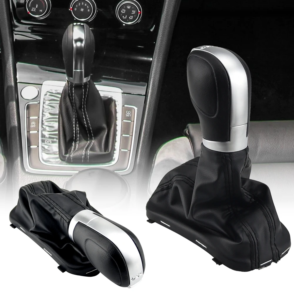 Car Gear Shift Knob Head Leather Dust Cover For VW Golf 6 Jetta MK6 EOS Passat B7 CC For Sharan 7N from 2010 Seat Automatic