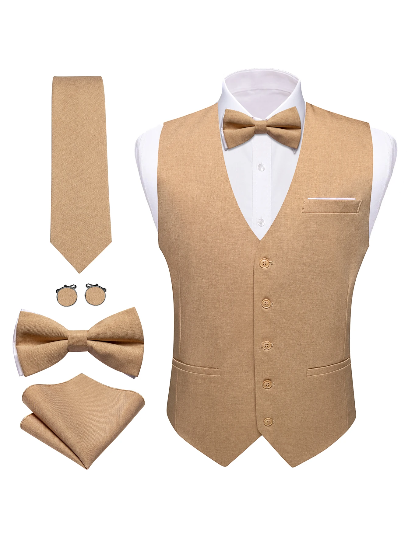 Barry Wang 5-PC Solid Color Men's Tank Top Tie Handkerchief Cufflinks Formal Set | Wedding, Business
