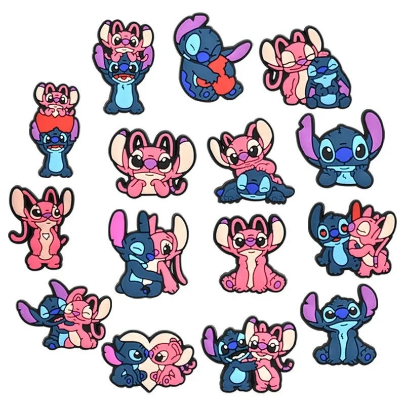 MESUCA 8-22Pcs Stitch Shoe Charms Cartoon DIY Shoes Accessories For Clogs Sandals Decorations Kids X-mas Gifts