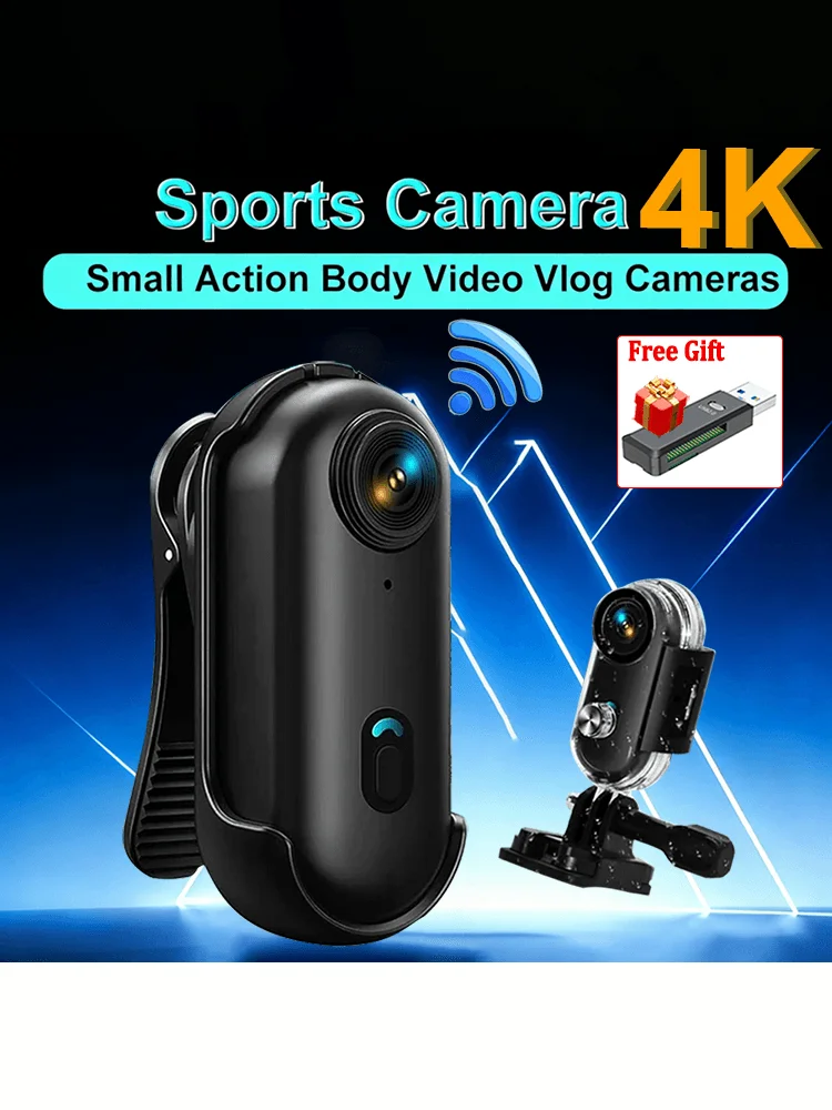 AliExpress WDSZKMYF 4K Pocket Magnetic POV Vlog Cam Portable Body Chest Recorder Mini Wireless WiFi Waterproof Action Camera Helmet Bicycle Sports