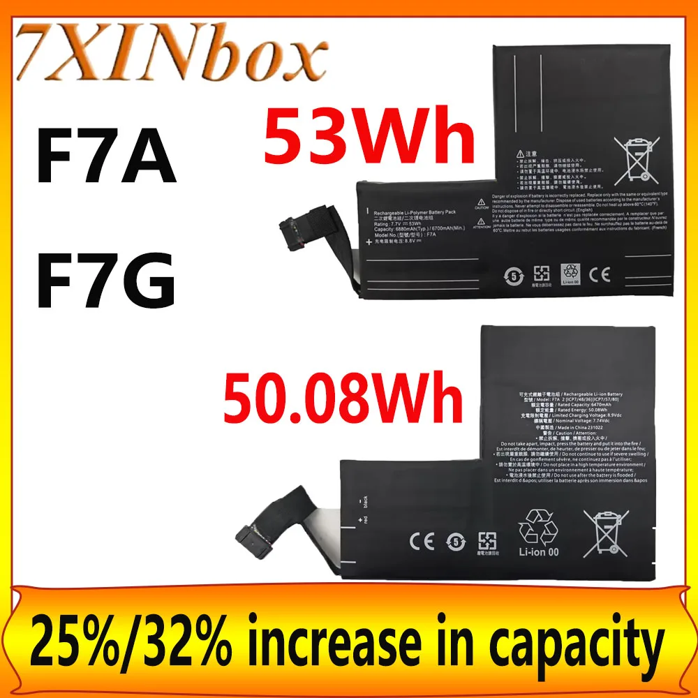 7XINbox F7A F7G High Capacity Battery 40.04wh 53Wh 50.08Wh For Steam Deck LCD OLED Handheld Gamepad Controller With Free Tools