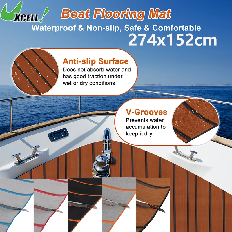 UXCELL 120x30cm Self-Adhesive Boat Flooring Strip Cut Foam Sheet Non-Slip Traction Pad for Boats Decking Surfboard Paddle Board
