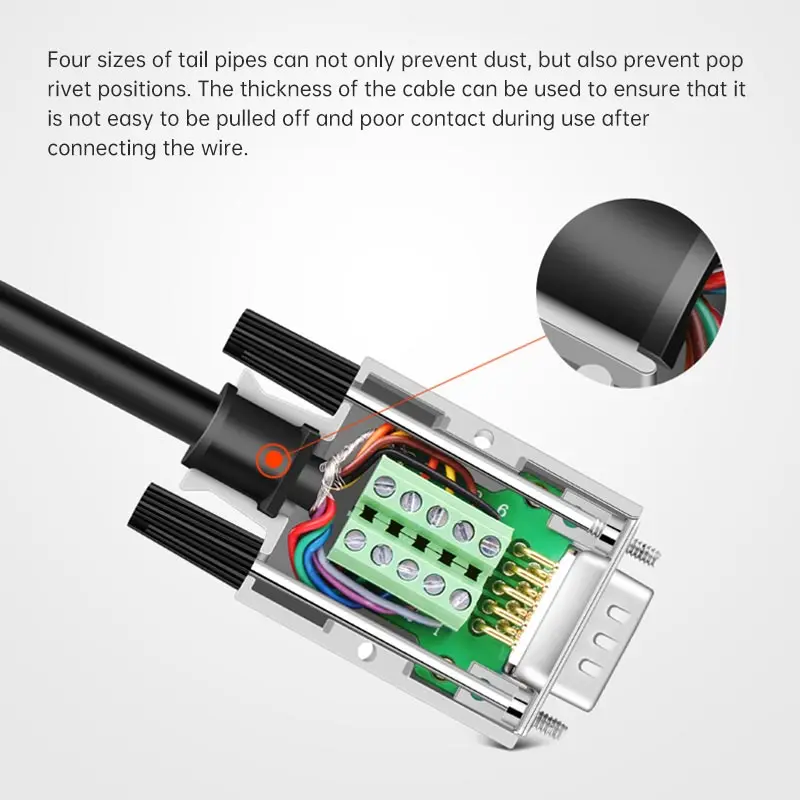 DB9 Solder-free Connector D-SUB  Metal Shell 9-pin RS232 COM Serial Port Plug DB9 Male Female Breakout Terminal Connectos