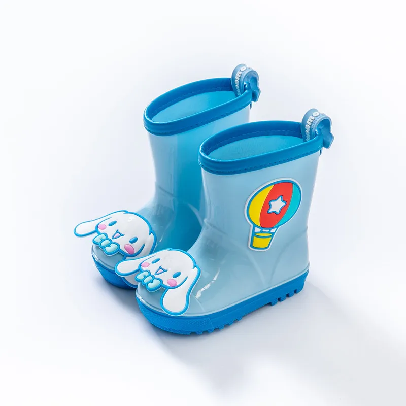 Kuromi Sanrio Waterproof Rain Shoes for Children with Velvet and Warm Cartoon Anti Slip and Wear Resistant Soft Sole High Boots