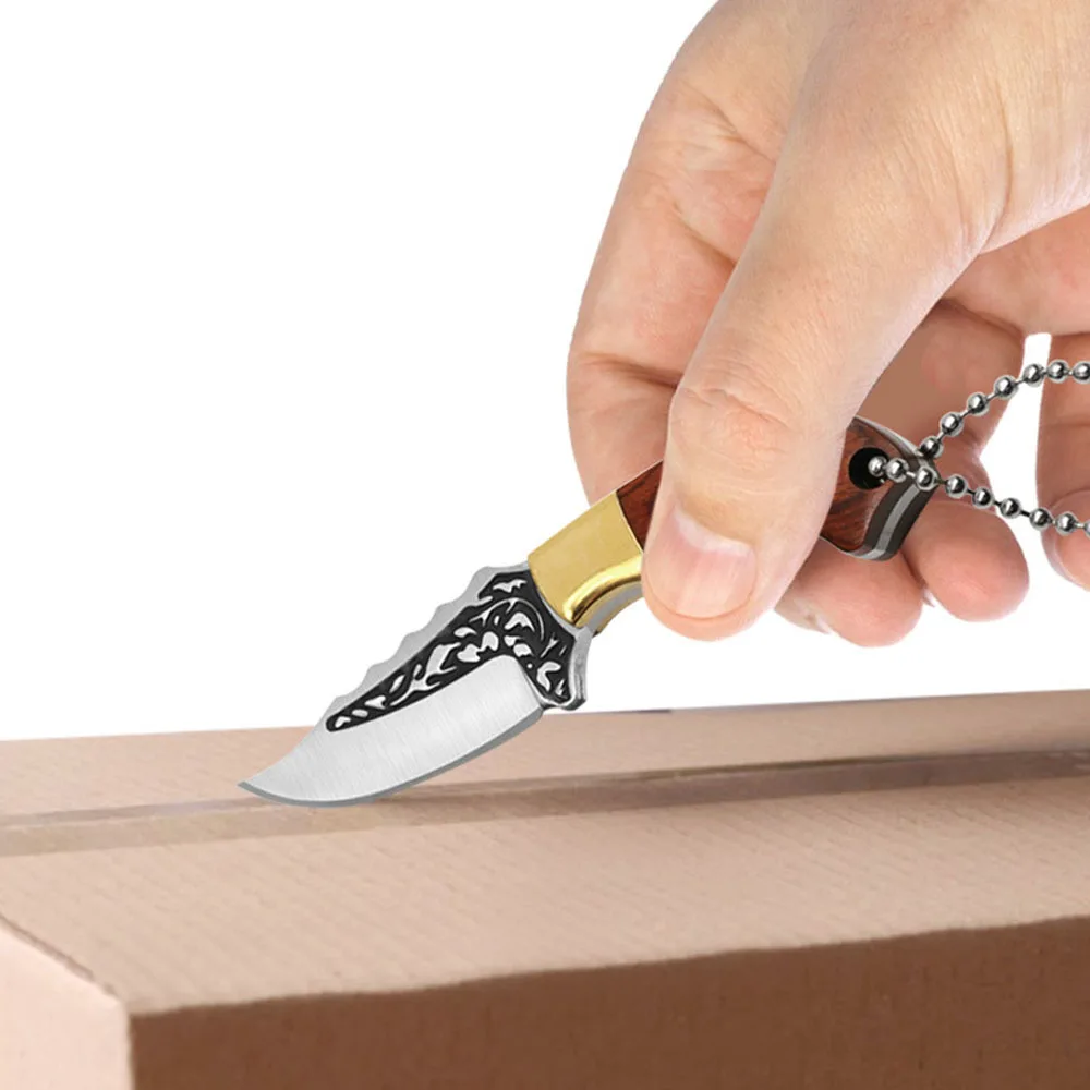 Mini Unboxing Knife Key Chain Camping Fruit Knives Outdoor Self-Defense Cutting Tools Small Portable Sharp Pocket Utility Knife