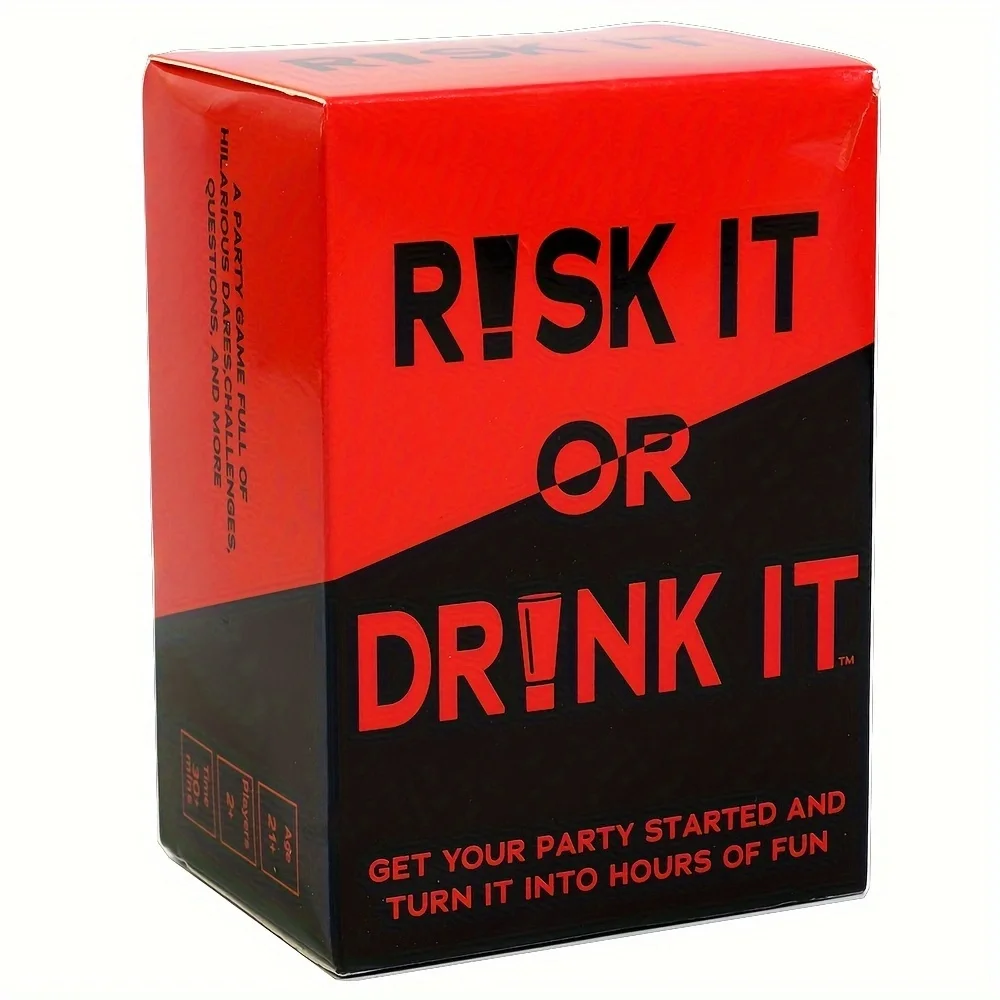Risk It Or Drink It Juego de fiesta divertido para juego de cartas universitarias, prejuego de beber, fiestas de cartas para adultos