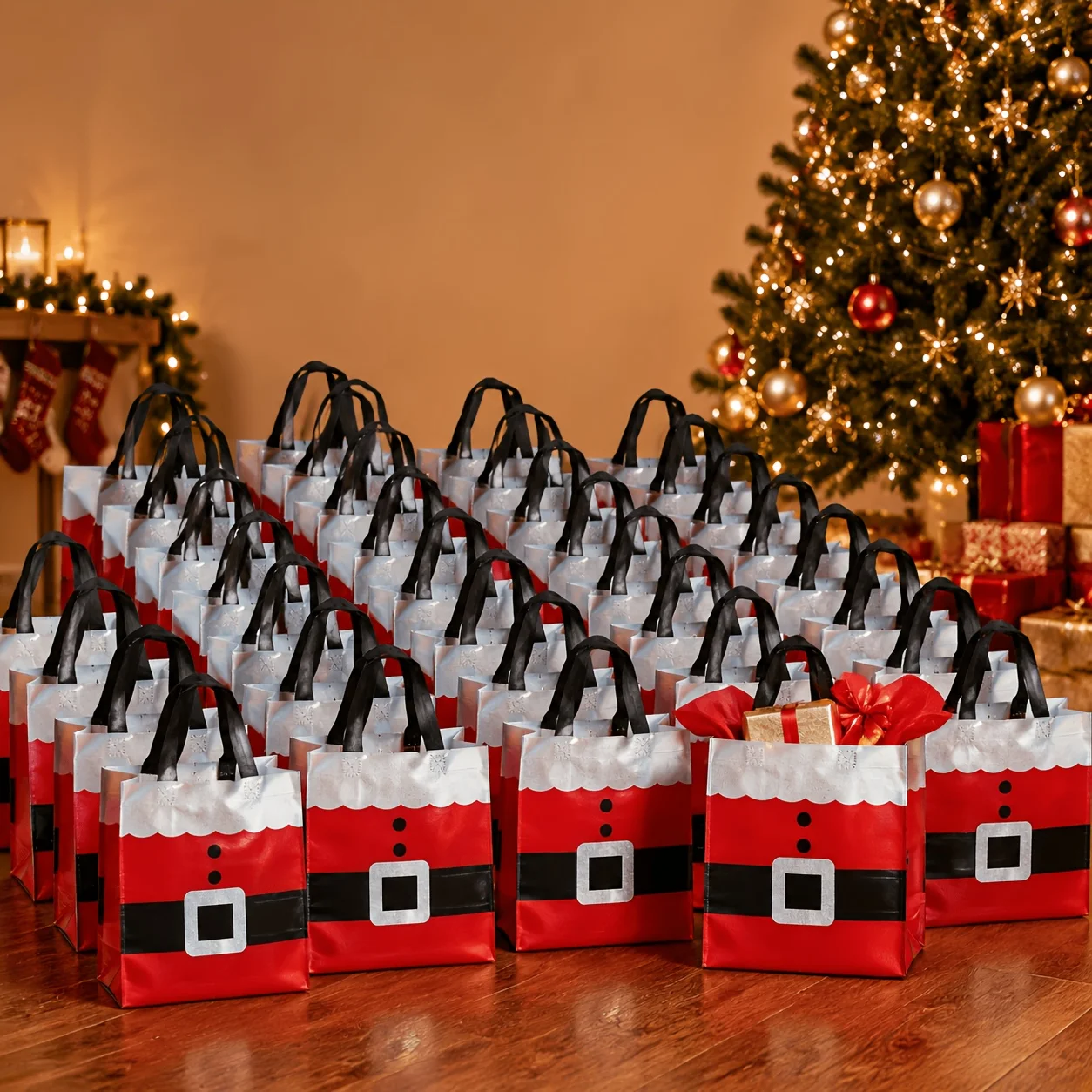 10/20Pcs Christmas Gift Bag Set, for Gift Packaging, Holiday Giveaways As Party Souvenirs And Shopping Items, Holiday Handbags