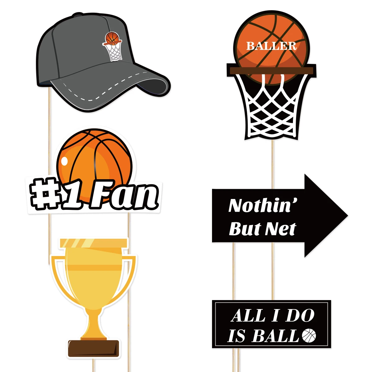 

Basketball Photo Booth Props Party Decoration Theme Suite Bamboo Favors Paper Cutouts