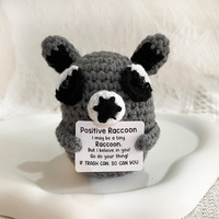 Funny Emotional Support Positive Crochet Raccoon Doll Cute Handmade Knitted Positive Raccoon Desktop Room Decor Christmas Gifts