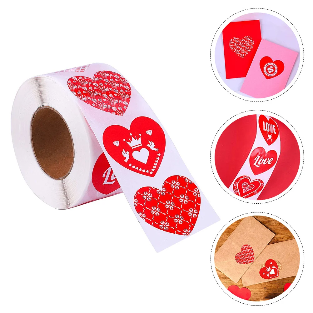 

1 Roll Heart Stickers Decorative Valentine's Day Adhesive Sealing Stickers for Gift Bag Wrap Party Favor Decoration Label Seal