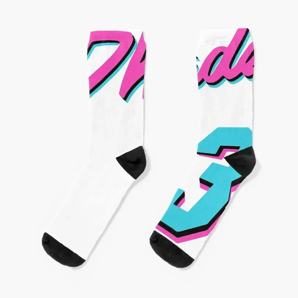 White Miami Wade Miami Vice Socks custom Running winter Socks Male Women's