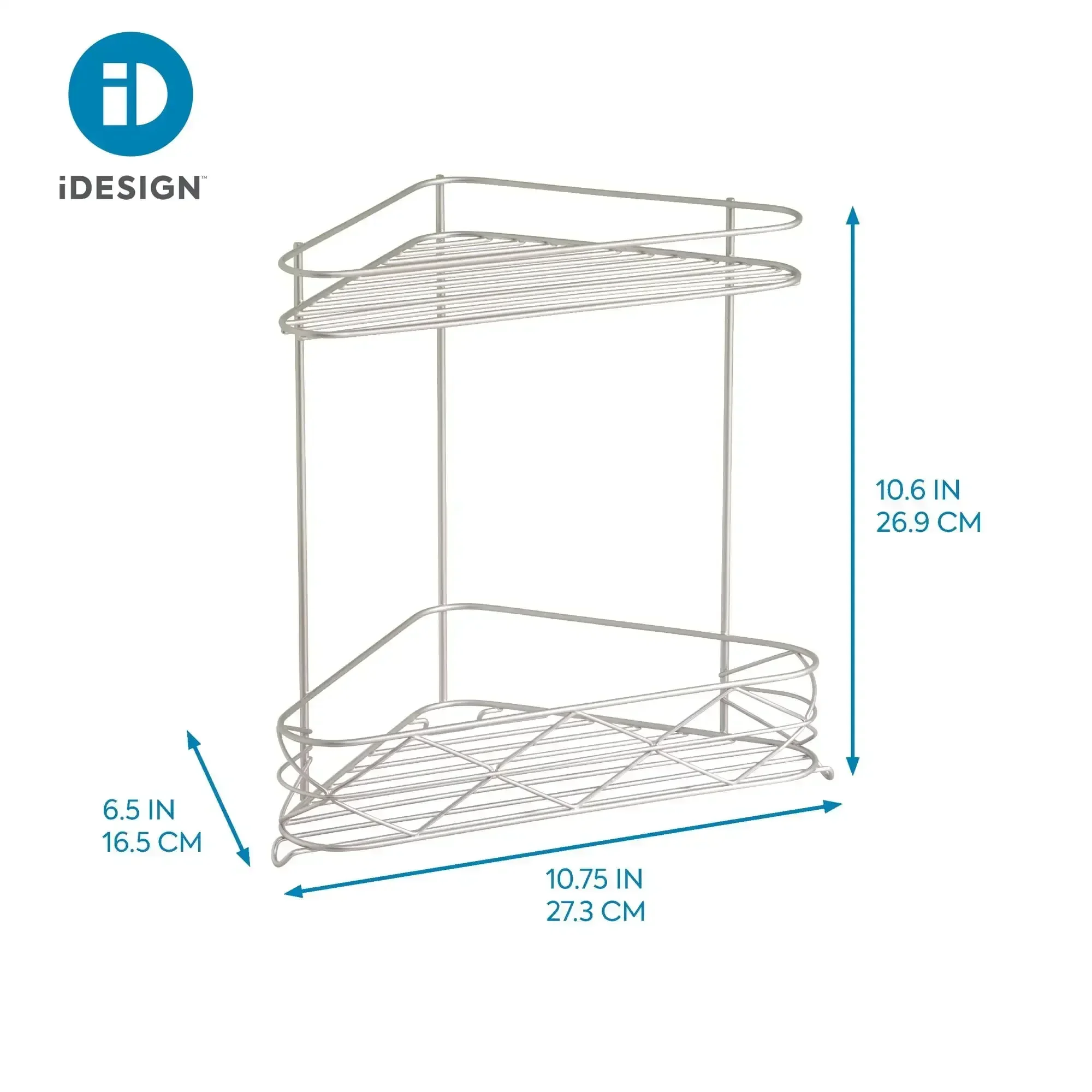 (Paquete de 2) Estante de almacenamiento para ducha de bañera de esquina de acero, 10,75 x 6,5 x 10,6 pulgadas