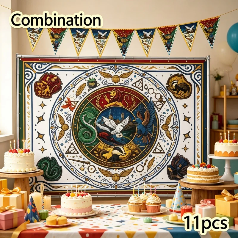 Set de Decoración para Fiesta Temática de Warner Bros Magic Academy: Platos, Broches, Pajitas y Artículos de Mesa para Cumpleaños con Temática de Dibujos Animados
